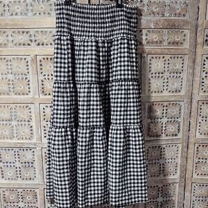 Maeve Black and White Gingham Cottagecore Western Rodeo Maxi Skirt